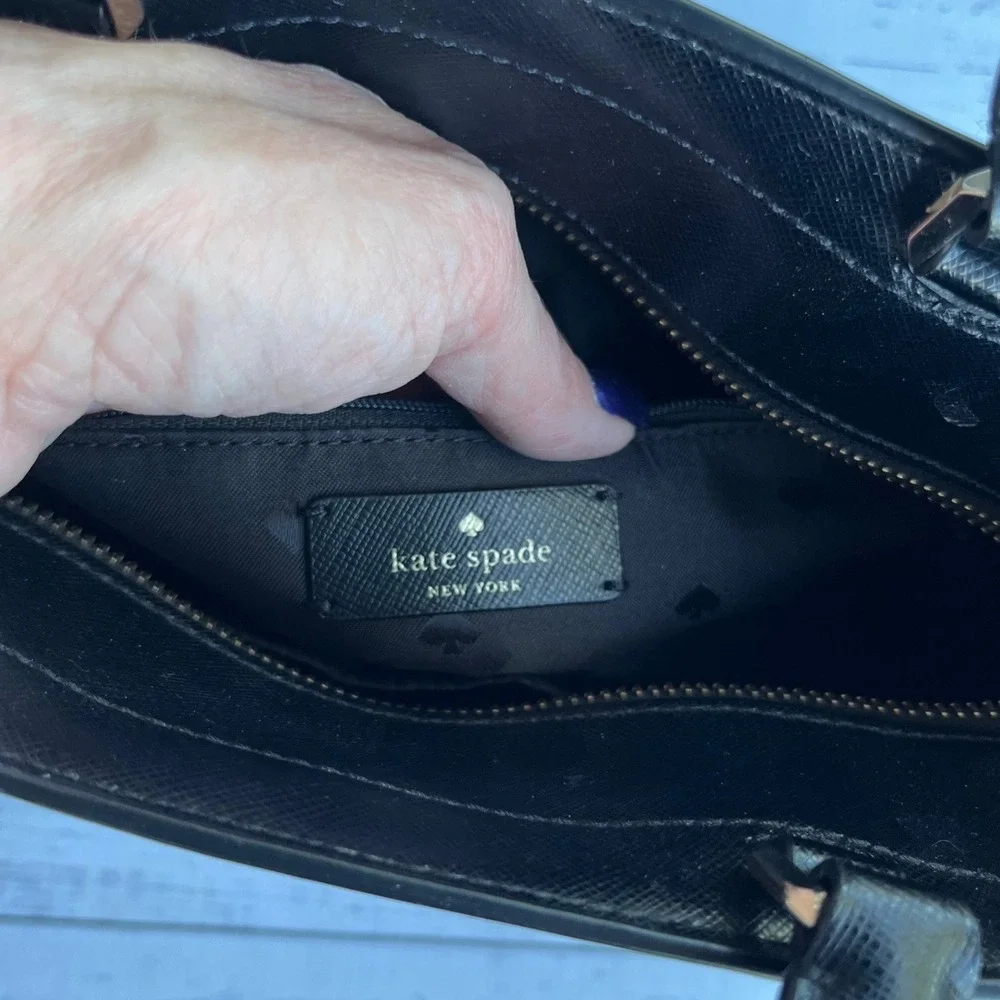 Kate Spade Black Saffiano Classic Designer Leather Satchel Crossbody Luxury Bag